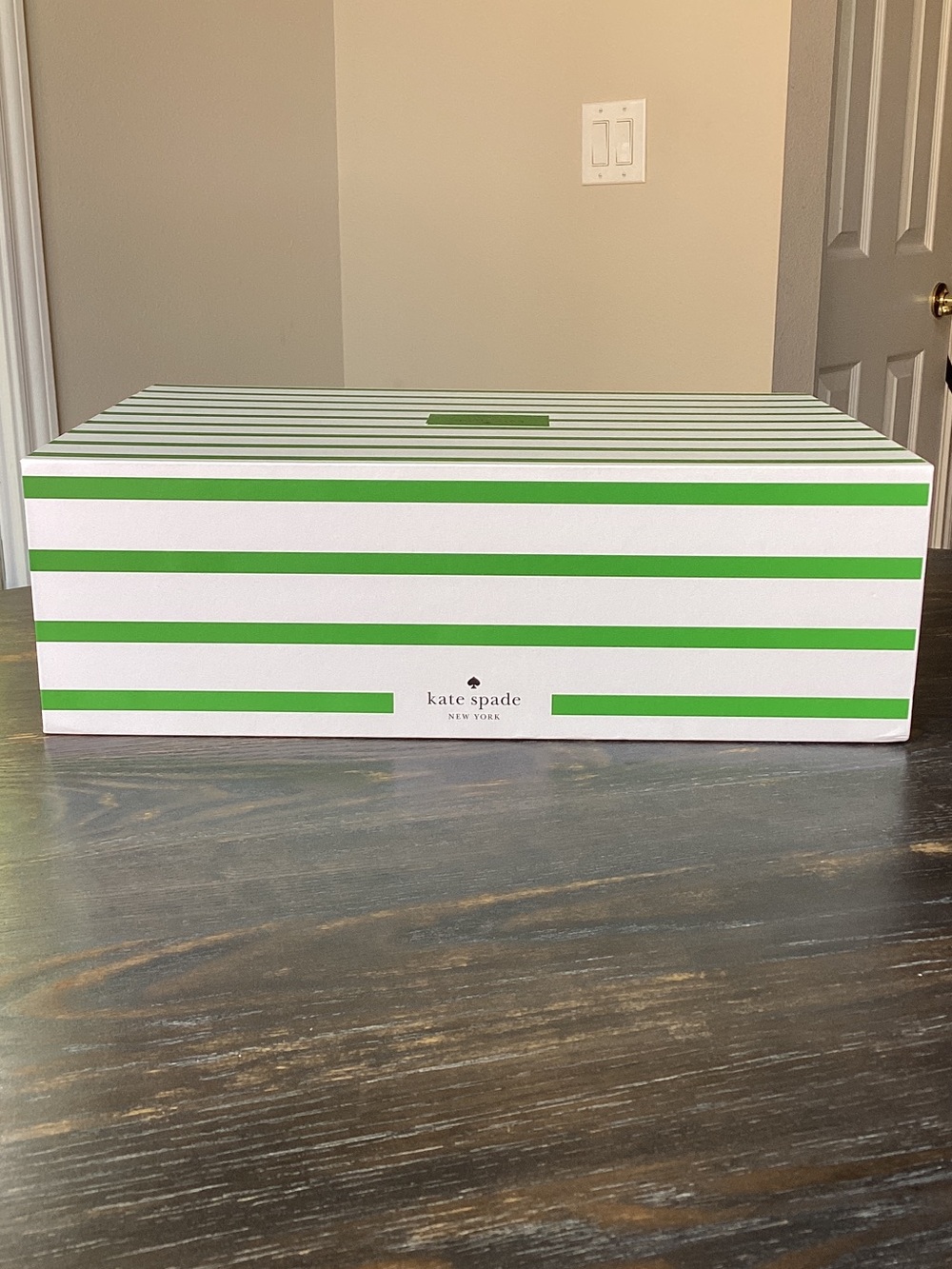 Kate Spade Breton White and Green Striped Nesting Box